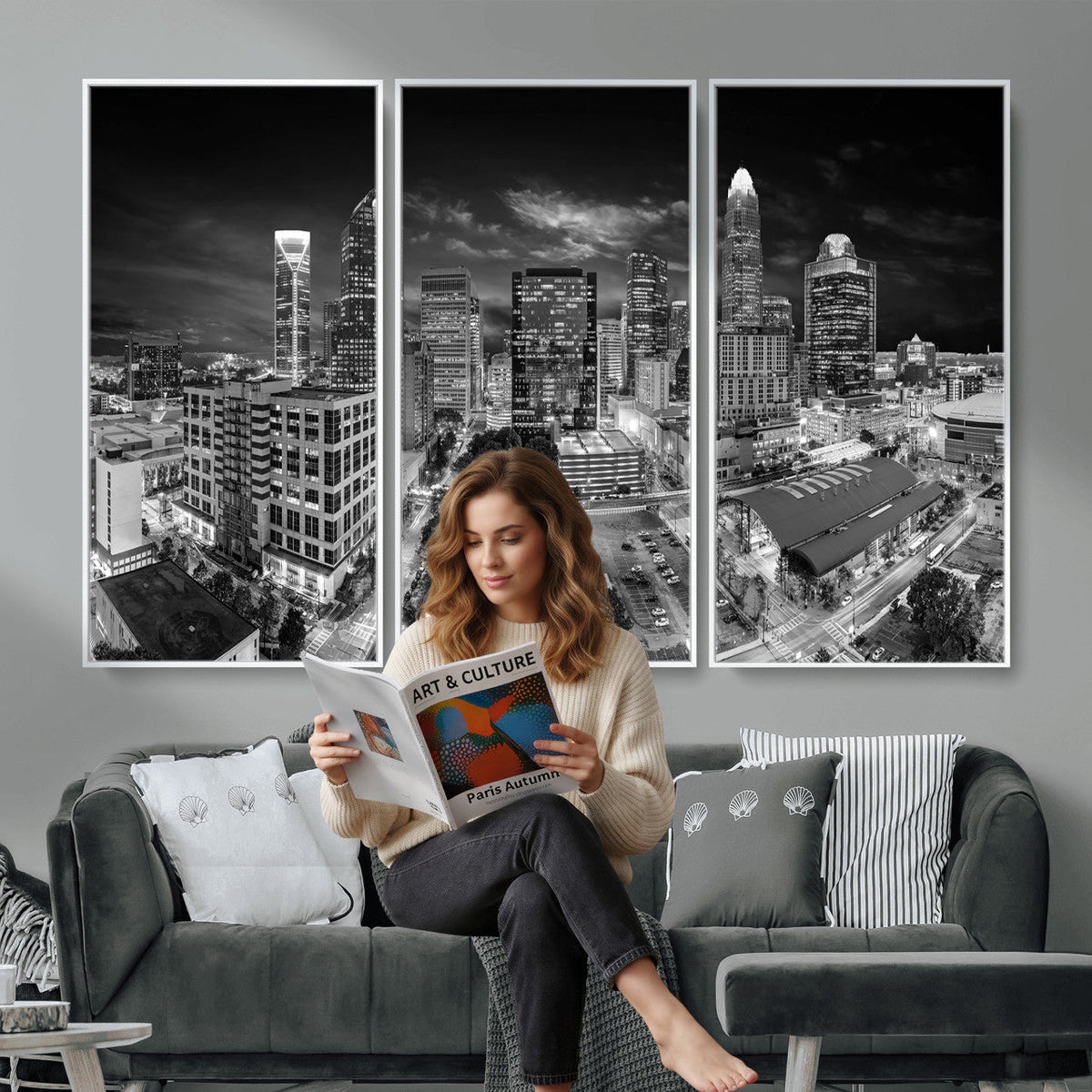 Charlotte Skyline Canvas Wall Art Print – North Carolina Cityscape Photography Print