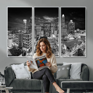 Charlotte Skyline Canvas Wall Art Print – North Carolina Cityscape Photography Print