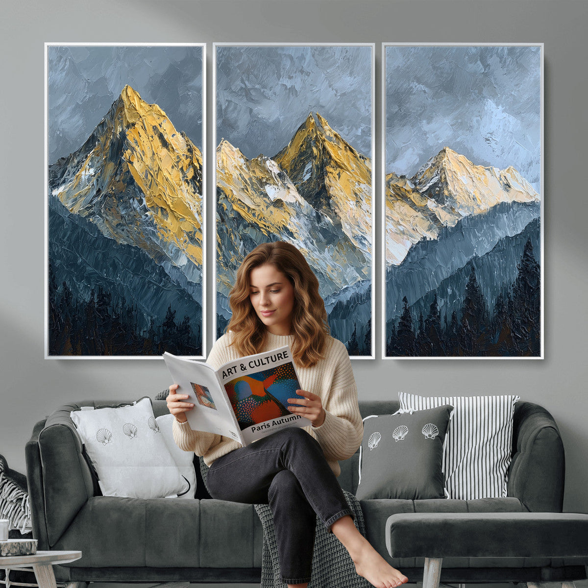 Abstract Mountain Wall Art Canvas Print Modern Landscape Painting Print