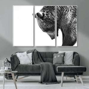 Black and White Grizzly 399 Bear Canvas Print Wall Art |