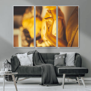 Gold Buddha Statue Hands Wall Art Canvas Print