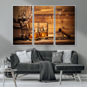 Rustic Whiskey and Barrel Canvas Print