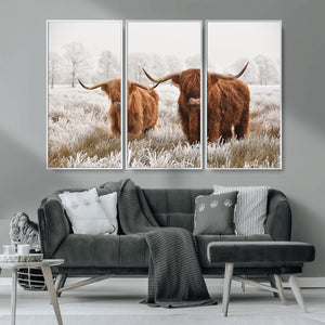 Longhorn Cattle Wall Art Canvas Print, Framed Farmhouse
