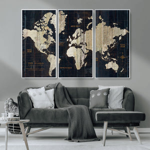 World Map Canvas Print – Detailed Map of the World Wall Art