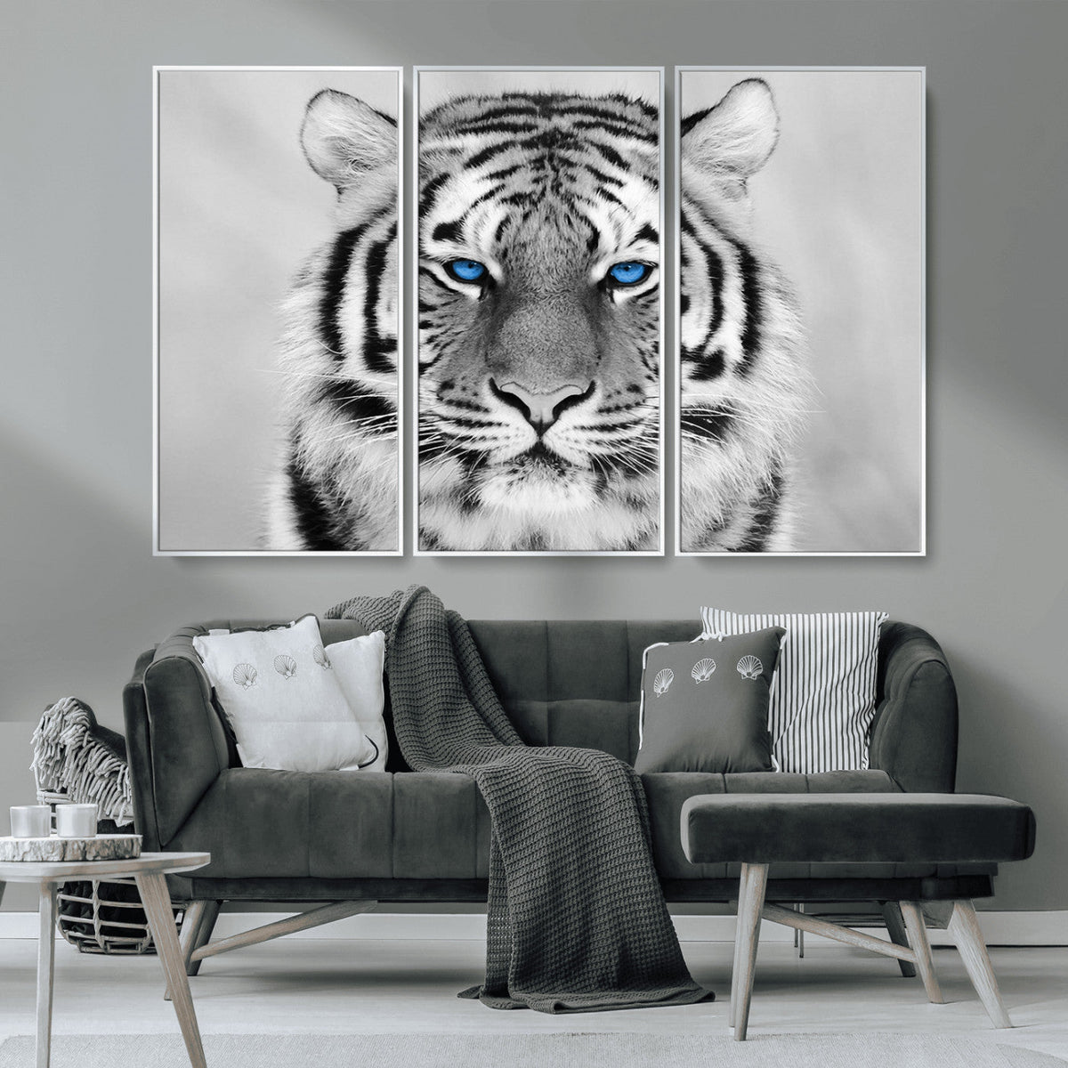 Black and White Tiger Wall Art Animal Canvas Print