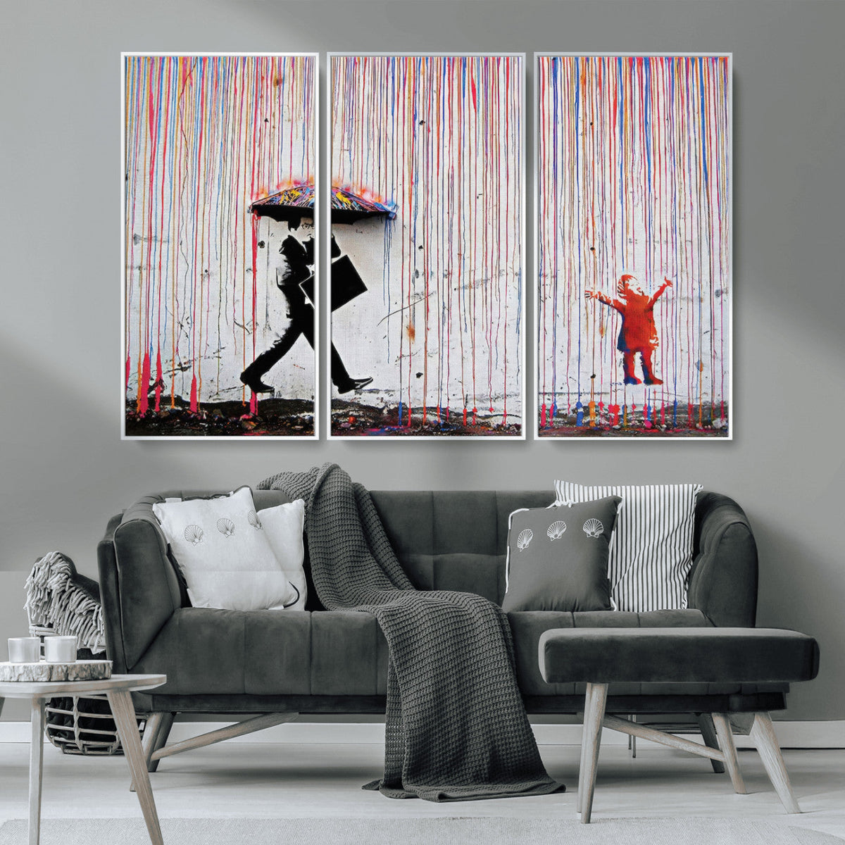 Banksy Wall Art Canvas Print, Framed Graffiti Art Picture