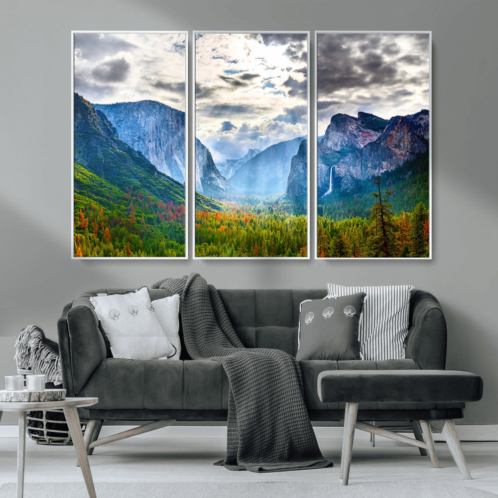 Yosemite Park Half Dome 3 Panel Canvas Print | Large Giclée