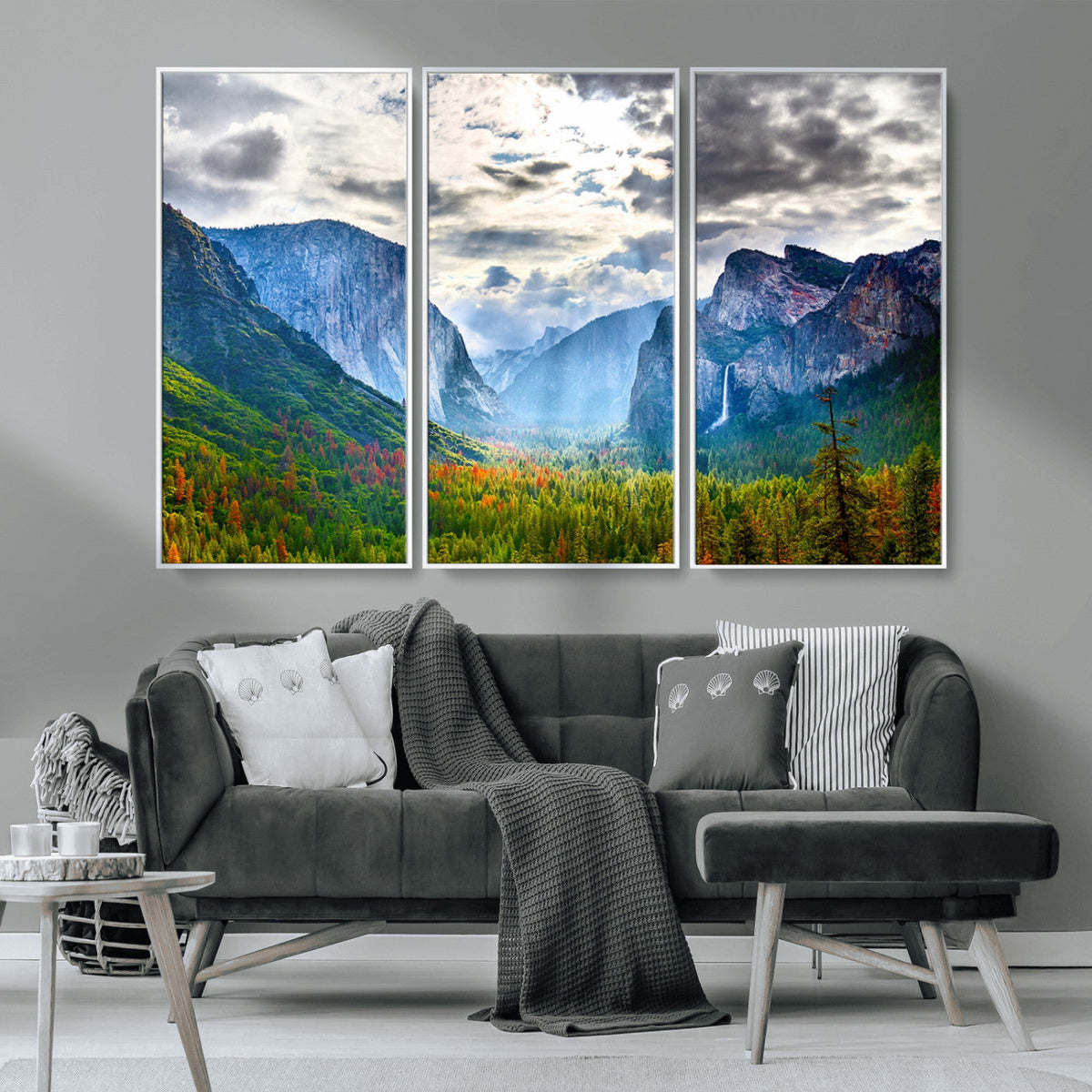 Yosemite Park Half Dome 3 Panel Canvas Print | Large Giclée
