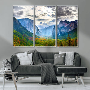 Yosemite Park Half Dome 3 Panel Canvas Print | Large Giclée