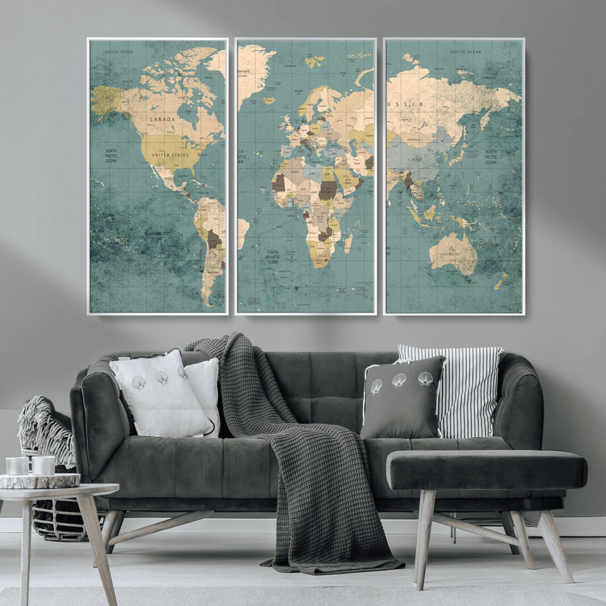 Classic World Map Canvas Print – Framed Vintage Map Wall