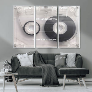 Vintage Cassette Tape Canvas Wall Art - Inspirational 'Life