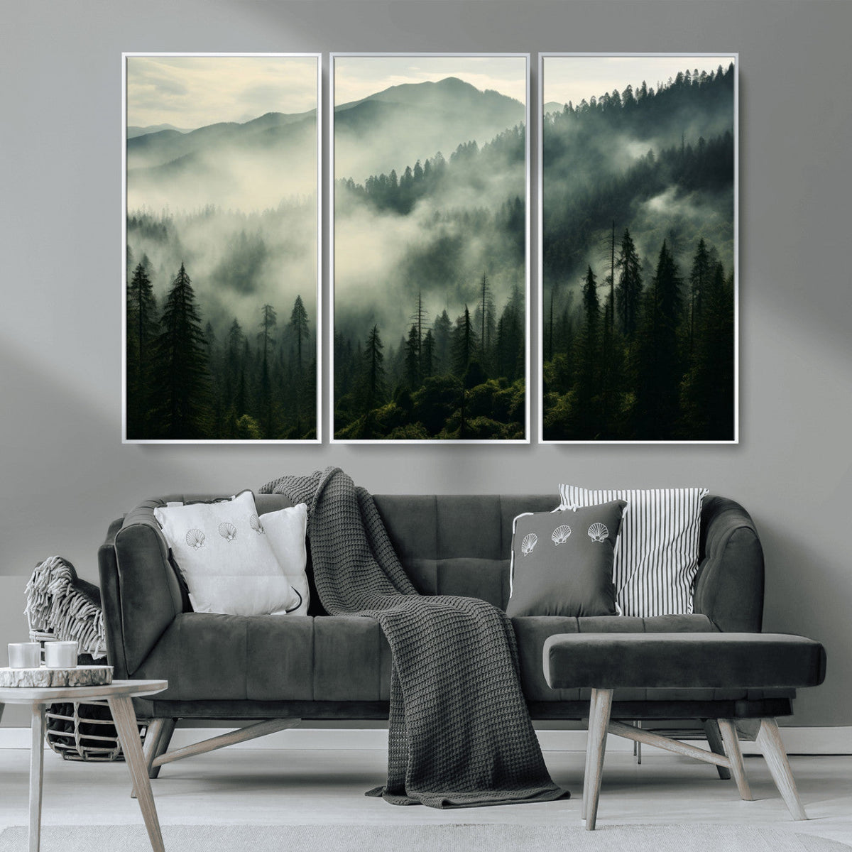Captivating Misty Forest Wall Art Premium Canvas Print a