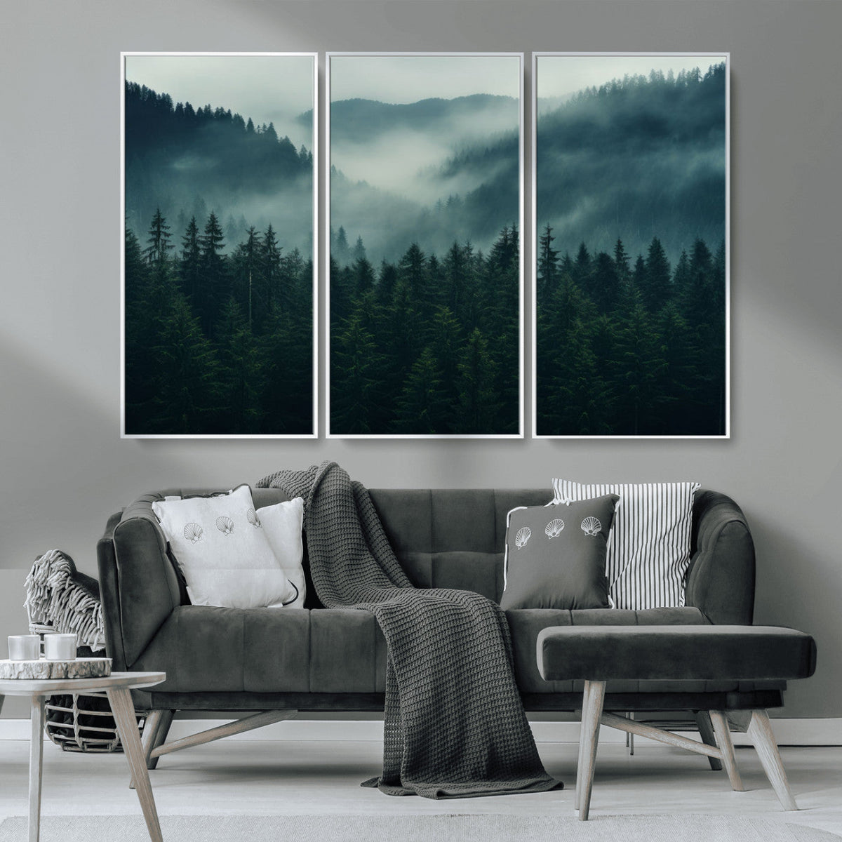 Captivating Misty Forest Wall Art Premium Canvas Print,