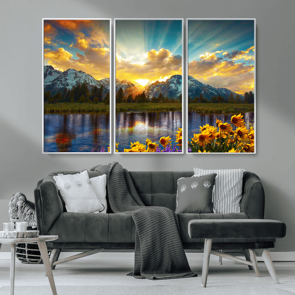 Grand Teton Park Sunrise Wall Art – Vibrant Landscape Canvas