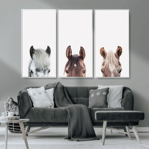 Horse Wall Art - Minimalist Horse Triptych Wall Art – Modern