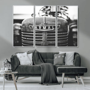 Vintage Farmall Tractor Wall Art Canvas Print, Rustic