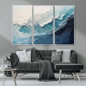 Ocean Wave Canvas Wall Art Print – Coastal Living Room Large