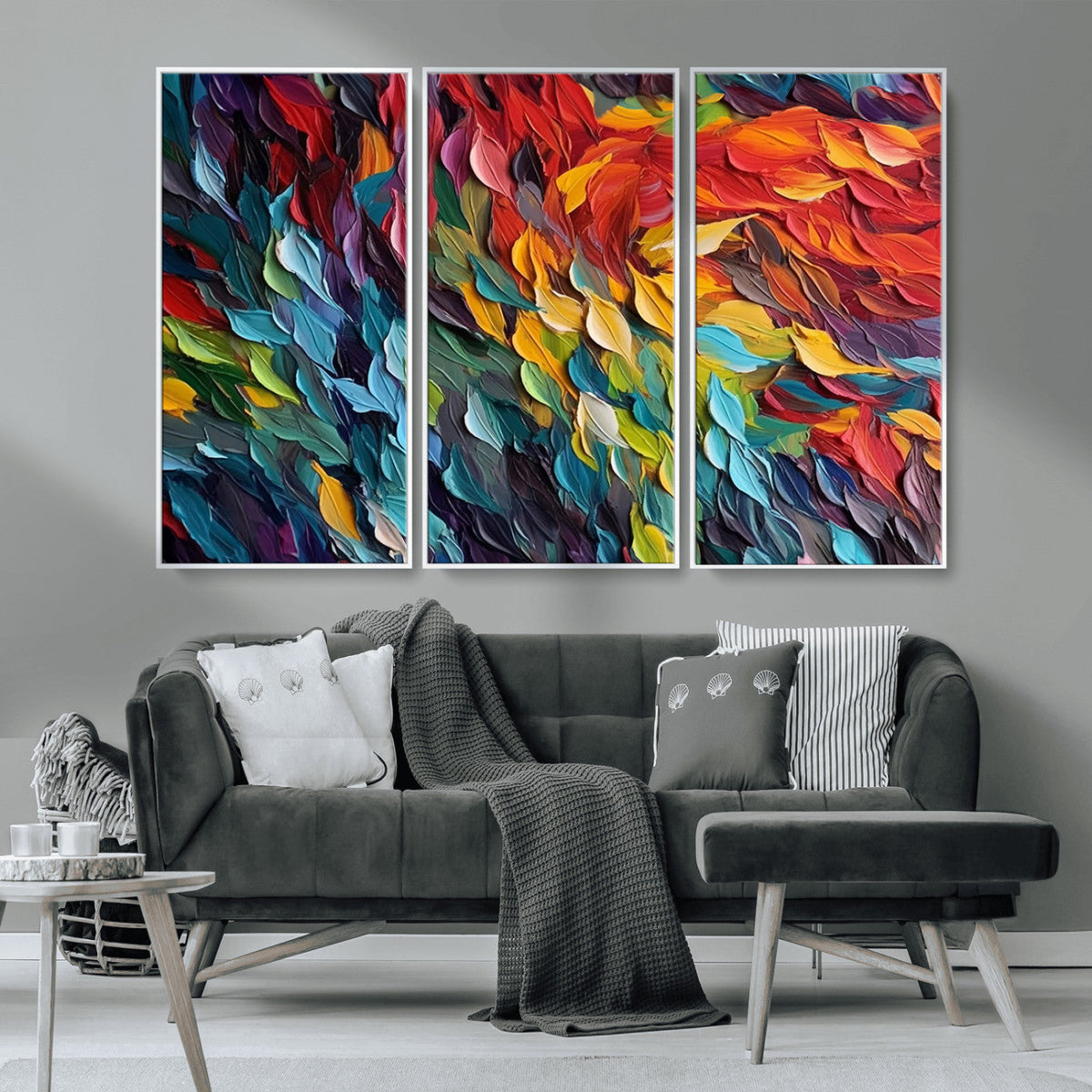 Vibrant Abstract Leaf Wall Art Canvas Print | Bold Colorful
