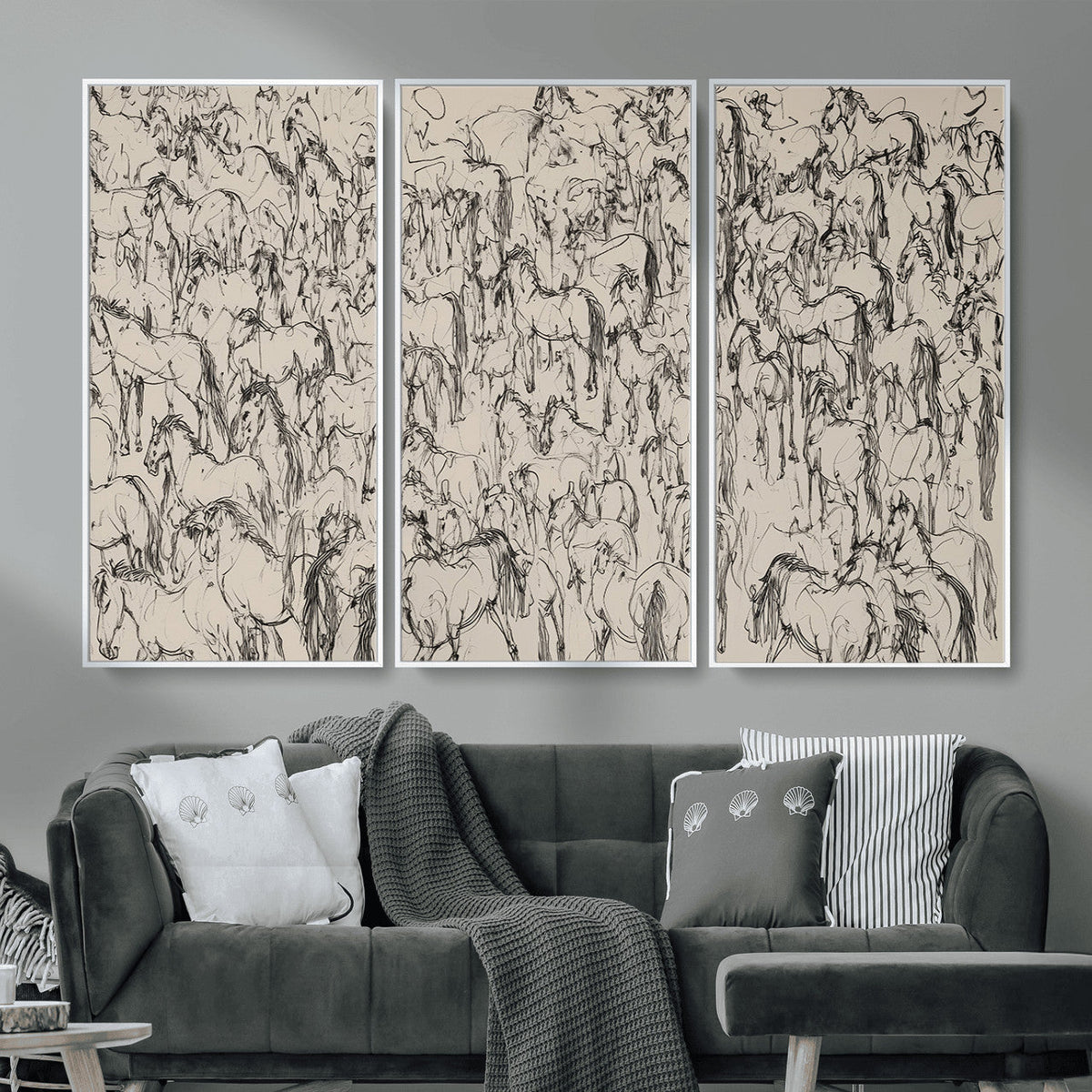 Abstract Horse Sketch Wall Art | Ready to Hang and Framed |