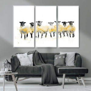 Farmhouse Wall Art Sheep Print | Ready to Hang Framed Canvas
