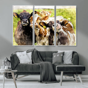 Curious Cows Farmhouse Wall Art | Ready to Hang and Framed
