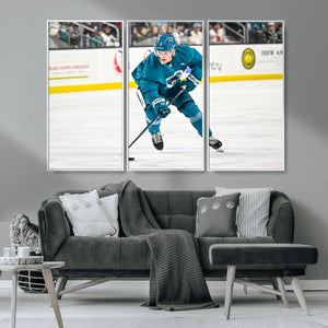 San Jose Sharks Ice Hockey Player Wall Art Canvas Print