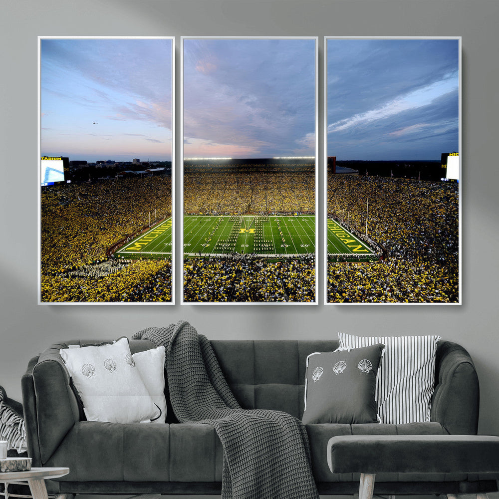 Michigan Stadium Wall Art Canvas Print, Vibrant Game Day