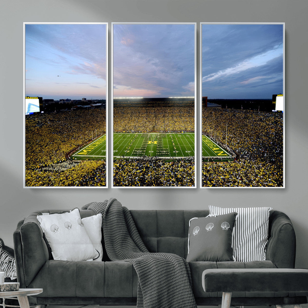 Michigan Stadium Wall Art Canvas Print, Vibrant Game Day