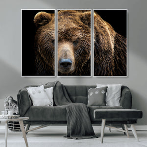 Grizzly Brown Bear Canvas Wall Art, Wildlife Animal Canvas