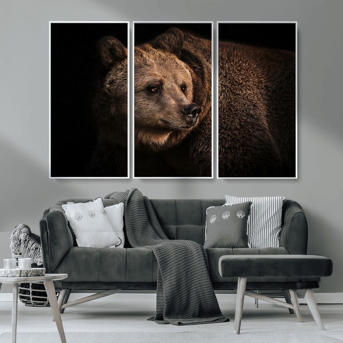Wild Grizzly 399 Bear Canvas Wall Art Print, Bear Animal