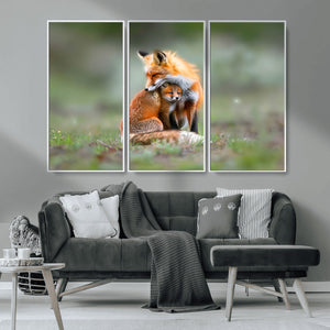 Heartwarming Fox and Baby Cub Wall Art | Ready to Hang