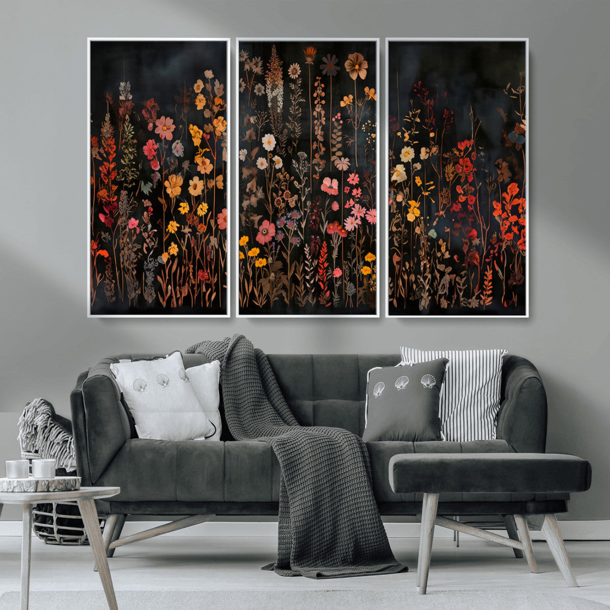 Large Floral Painting Print Illustration Flowers Canvas Wall