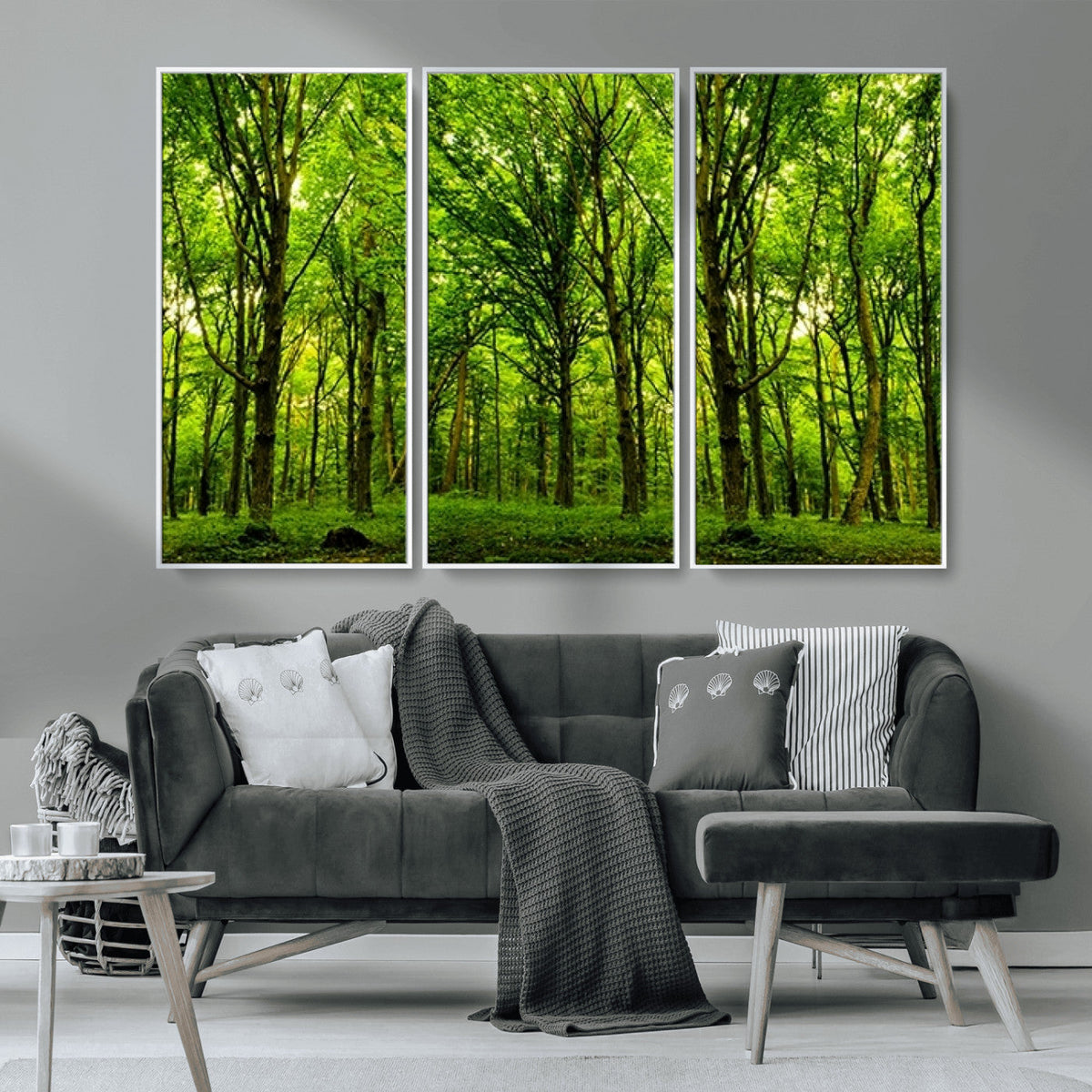 Lush Green Forest Canvas Print | 3-Panel Forest Wall Art |