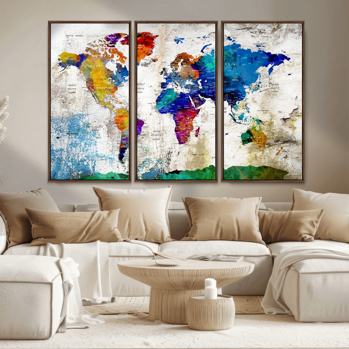 World Map Canvas Print – Framed Travel Map Wall Art for