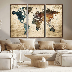World Map Canvas Print – Detailed Map of the World Wall Art