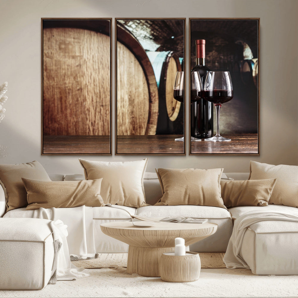 Wine and Barrel Wall Art Canvas Print