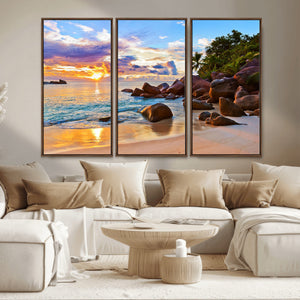 Tropical Island Beach Sunset Canvas Print