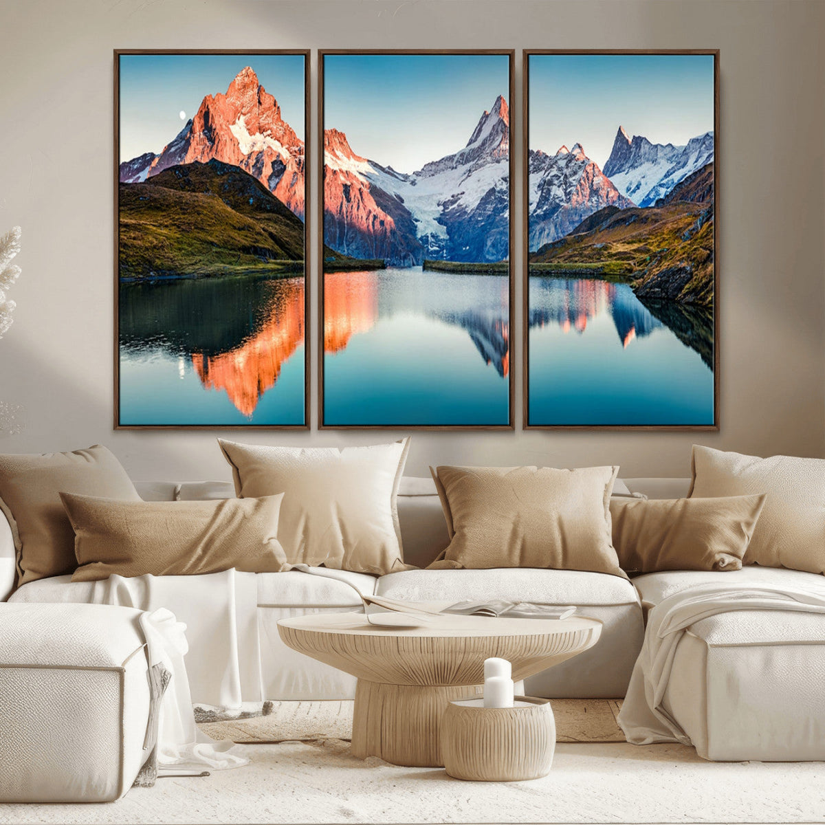 Landscape Mountain and Lake View Wall Art Canvas Print
