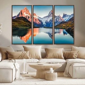 Landscape Mountain and Lake View Wall Art Canvas Print