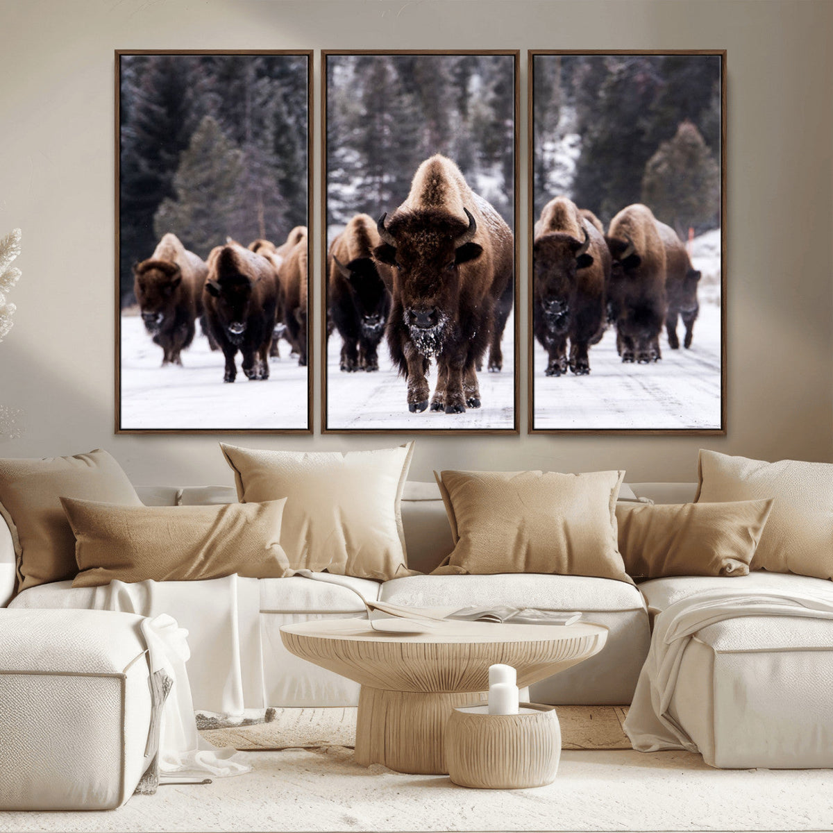 Bison Wall Art Canvas Print- Bison Herd Canvas Wall Art –