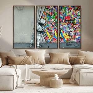 Banksy Colorful Street Graffiti Canvas Wall Art Print,