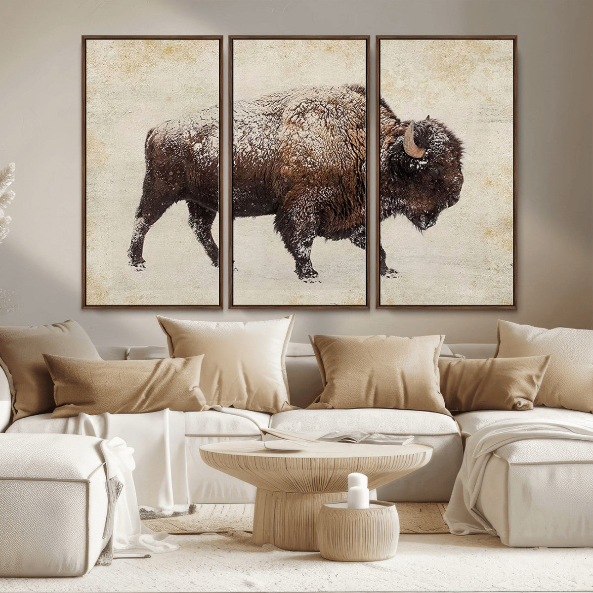 Buffalo Wall Art, Western Bison Canvas Print, Rustic Buffalo