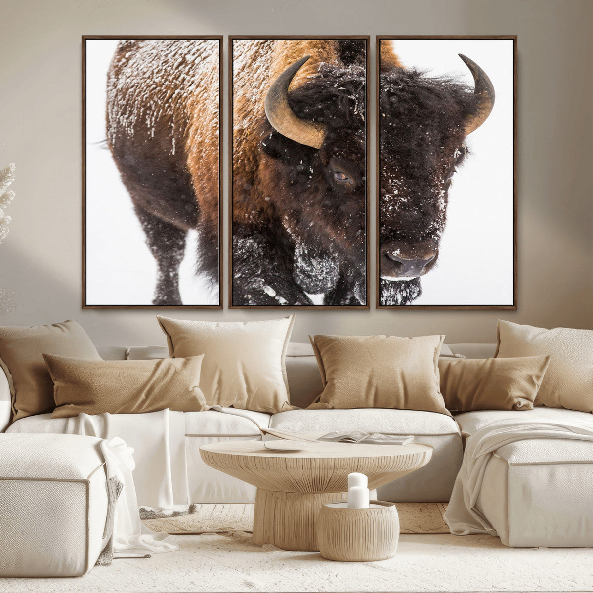 Bison Wall Art Canvas Print For Farmhouse, Wild Animal Wall