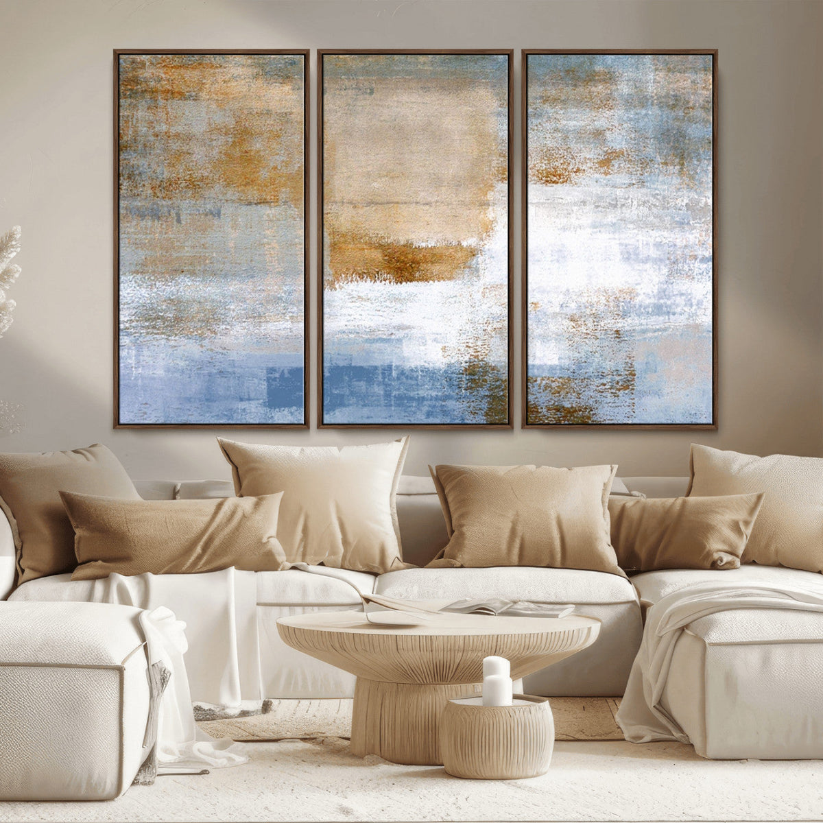 Blue Multi Panel Abstract Wall Art Canvas, Abstract Blue and