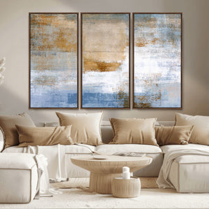 Blue Multi Panel Abstract Wall Art Canvas, Abstract Blue and