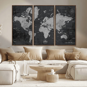 World Map Canvas Print – Detailed Map of the World Wall Art