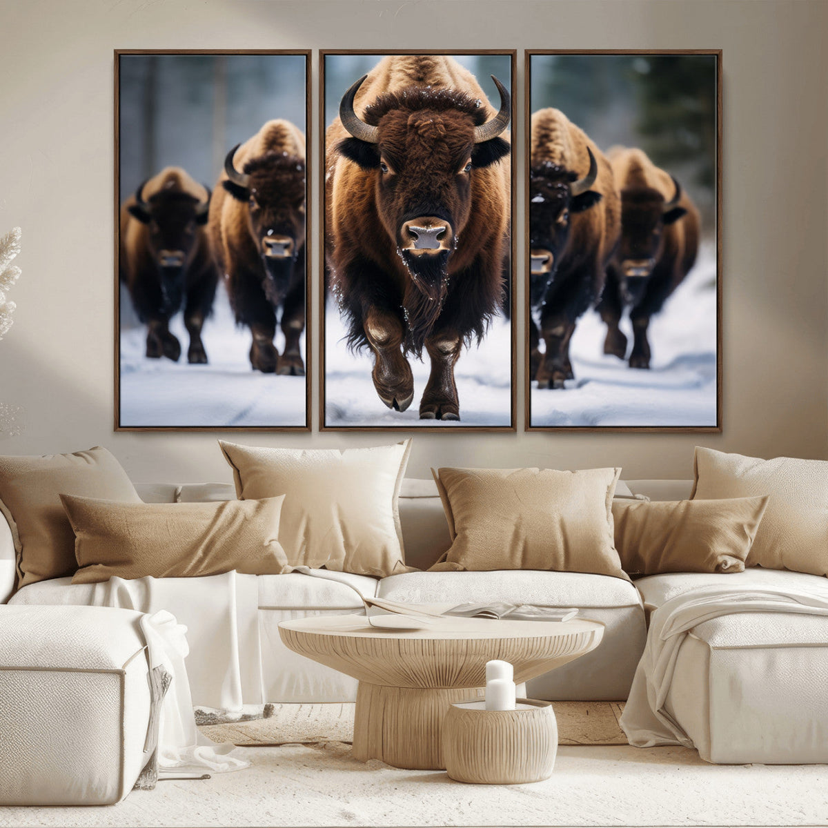 Buffalo Wall Art Canvas Print, American Bison Herd Wall Art