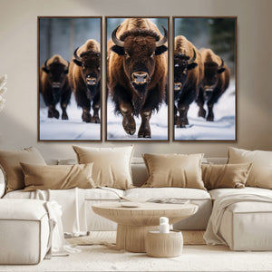 Buffalo Wall Art Canvas Print, American Bison Herd Wall Art