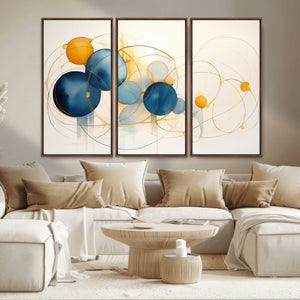 Geometric Blue Orange Abstract Wall Art Canvas, Geometric