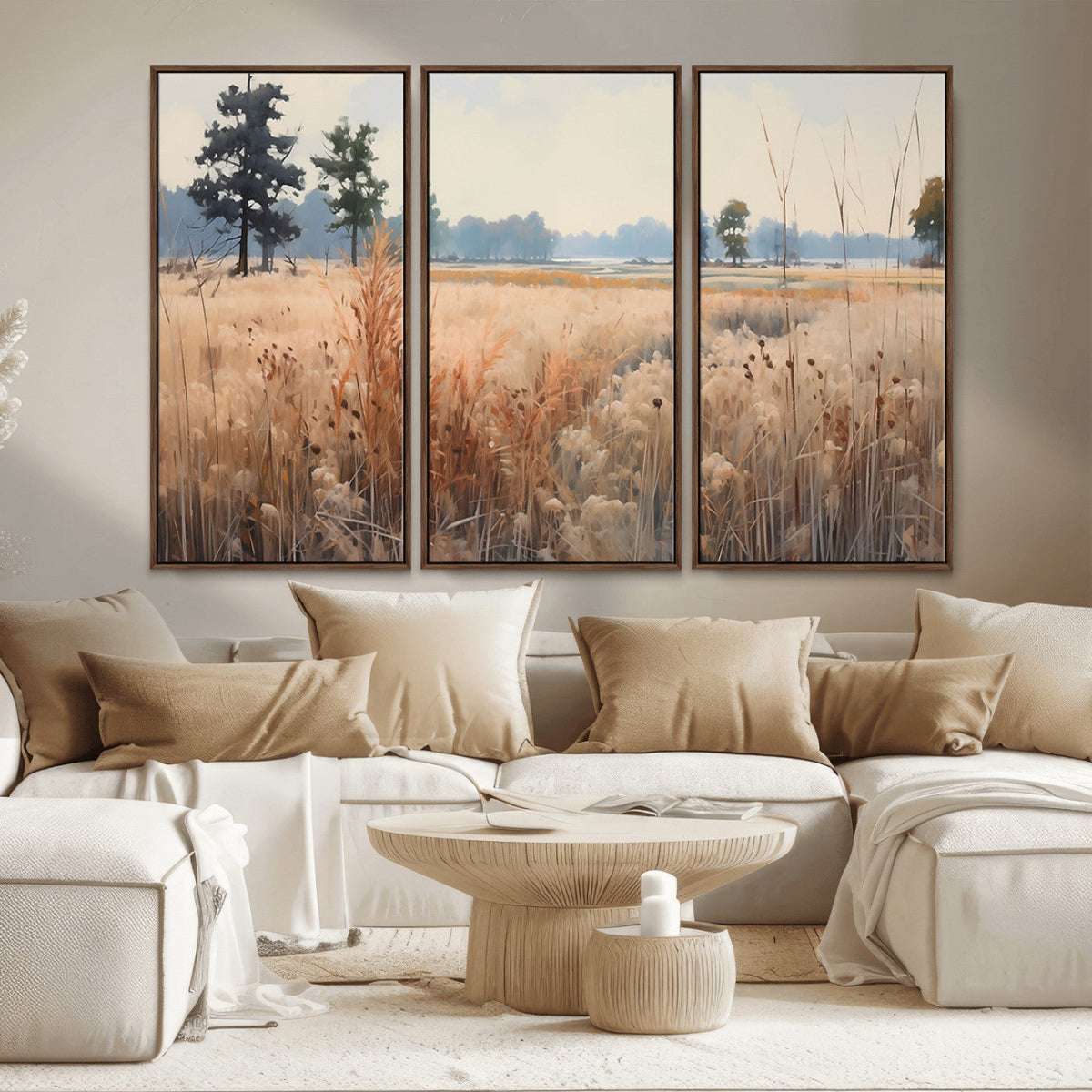 Golden Fields Canvas Wall Art Print – Serene Landscape of